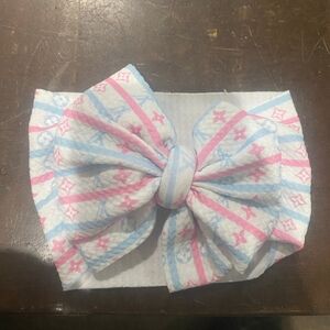 Pink & Blue Striped Bow Headband for Kids